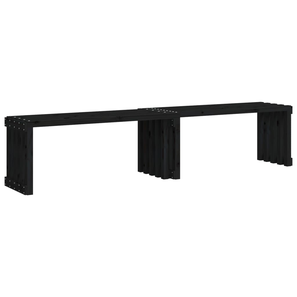 havebænk 212,5x40,5x45 cm udvideligt design massivt fyr sort