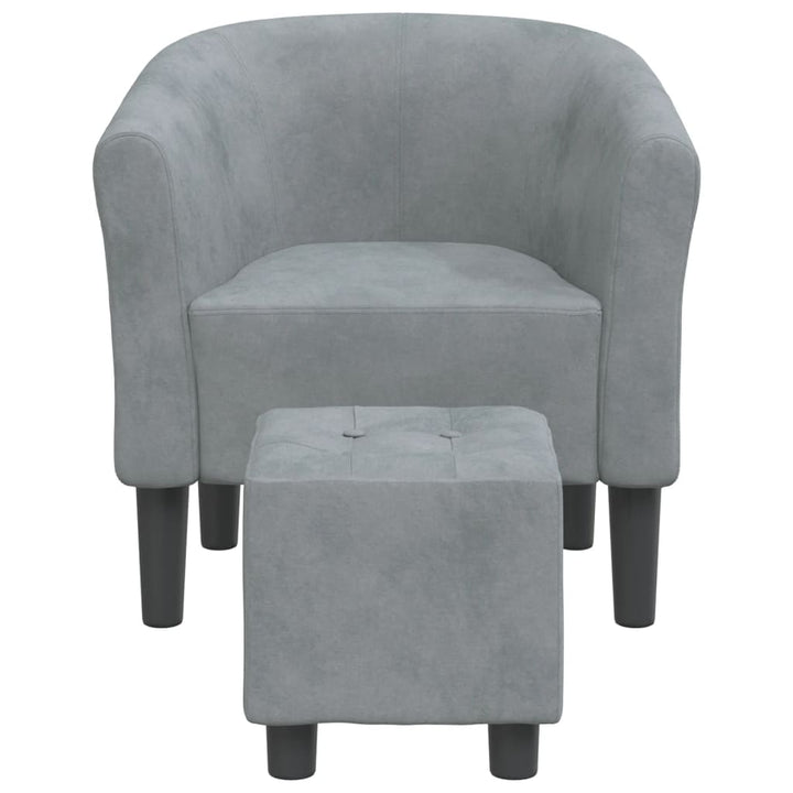 lænestol med fodskammel velour mørkegrå