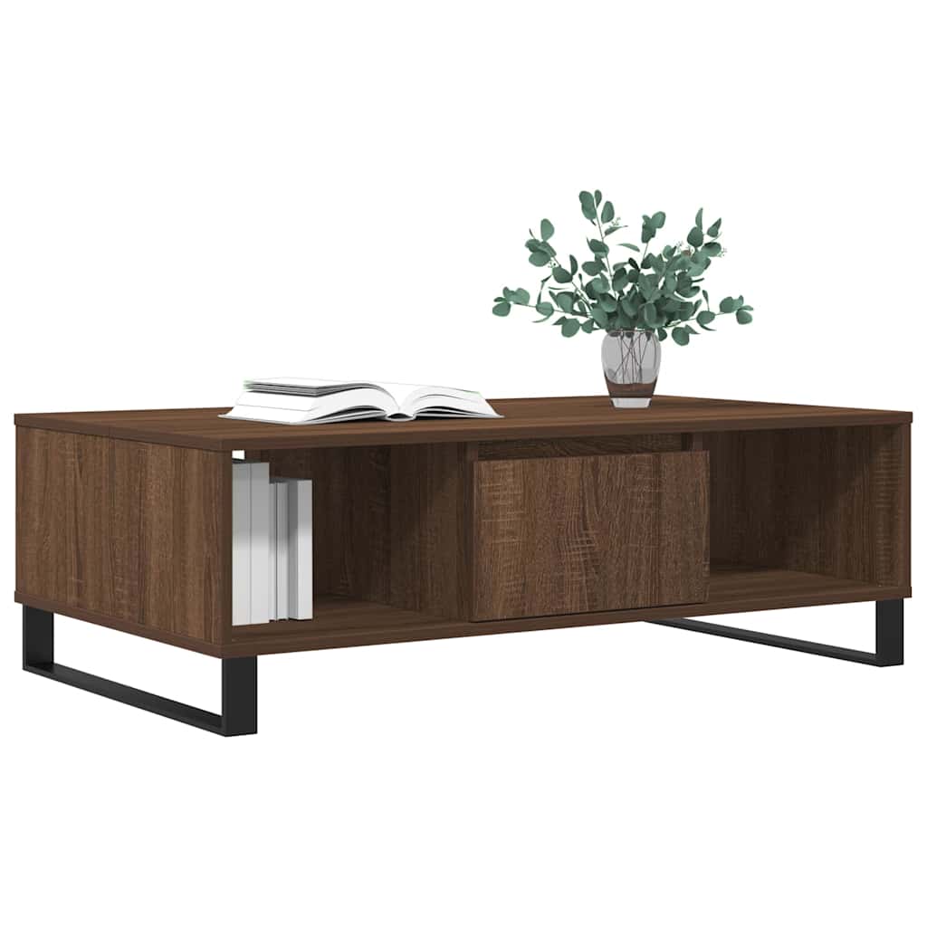sofabord 104x60x35 cm konstrueret træ brun egetræsfarve