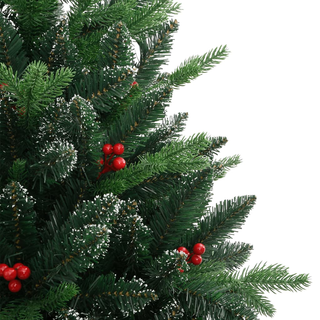 kunstigt juletræ med røde bær 210 cm hængslet