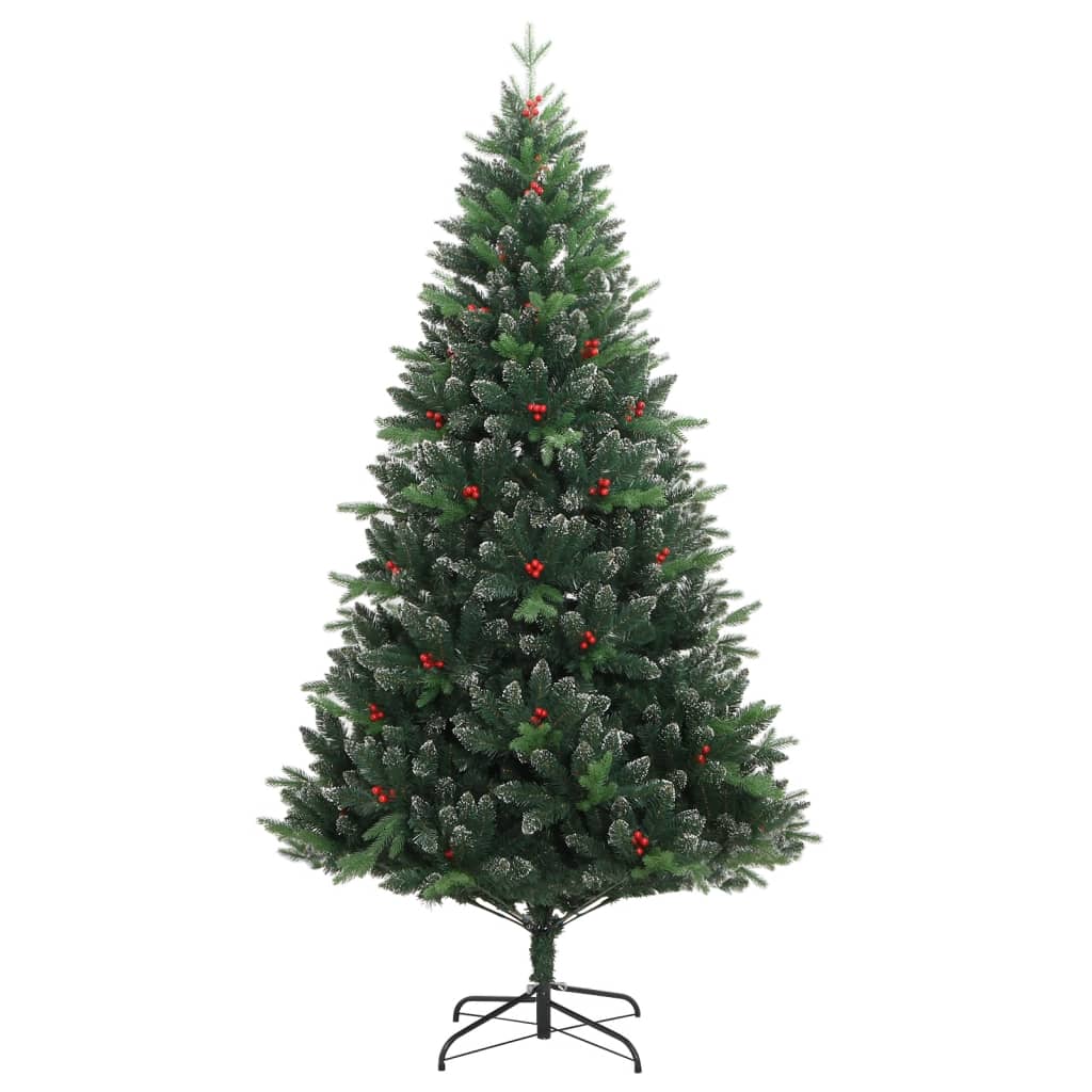 kunstigt juletræ med røde bær 240 cm hængslet