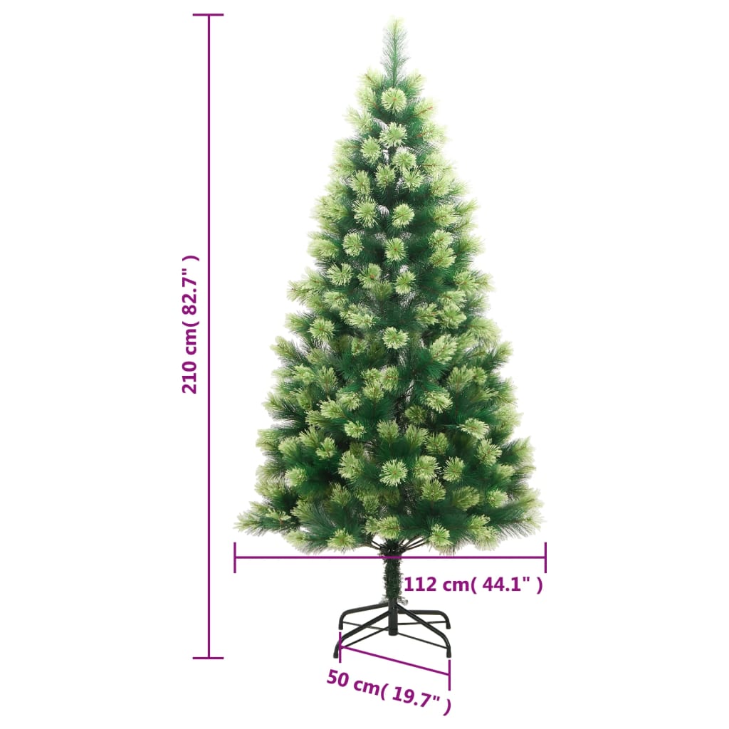kunstigt juletræ med juletræsfod 210 cm hængslet
