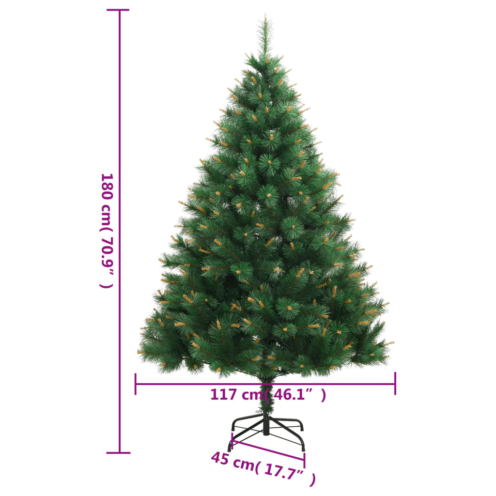 kunstigt juletræ med juletræsfod 180 cm hængslet