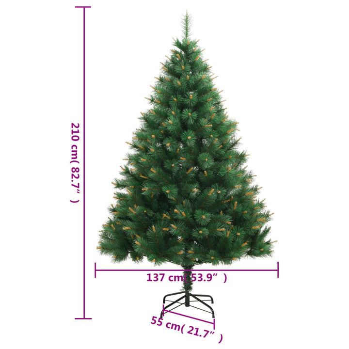 kunstigt juletræ med juletræsfod 210 cm hængslet