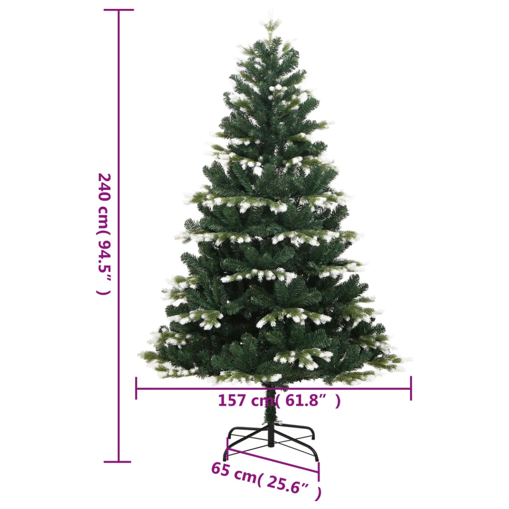 kunstigt juletræ med sne 240 cm hængslet