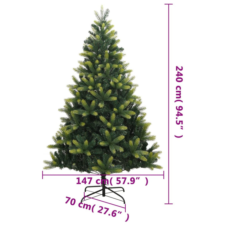 kunstigt juletræ med juletræsfod 240 cm hængslet