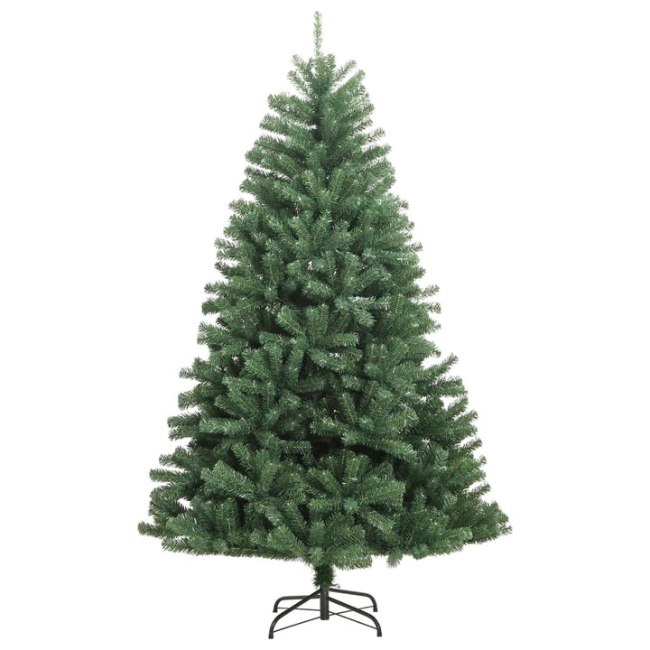 kunstigt juletræ med juletræsfod 210 cm hængslet grøn