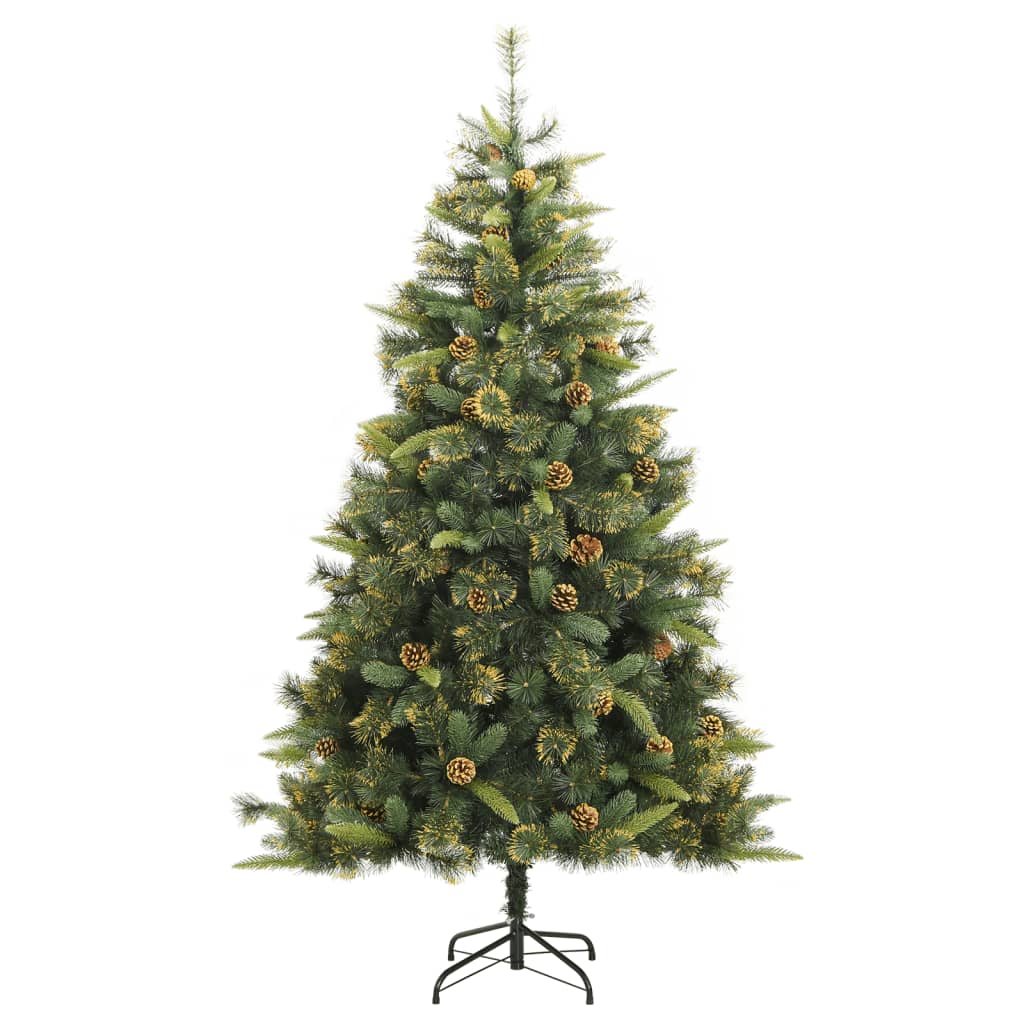 kunstigt juletræ med grankogler 240 cm hængslet