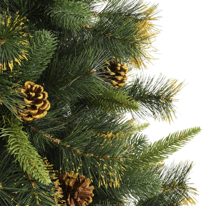 kunstigt juletræ med grankogler 240 cm hængslet
