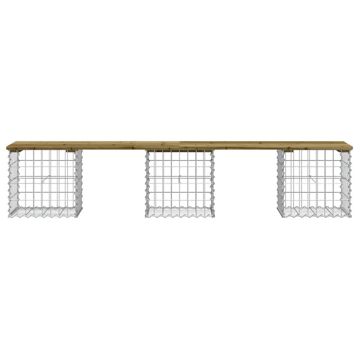 havebænk med gabiondesign 203x44x42 cm imprægneret fyrretræ