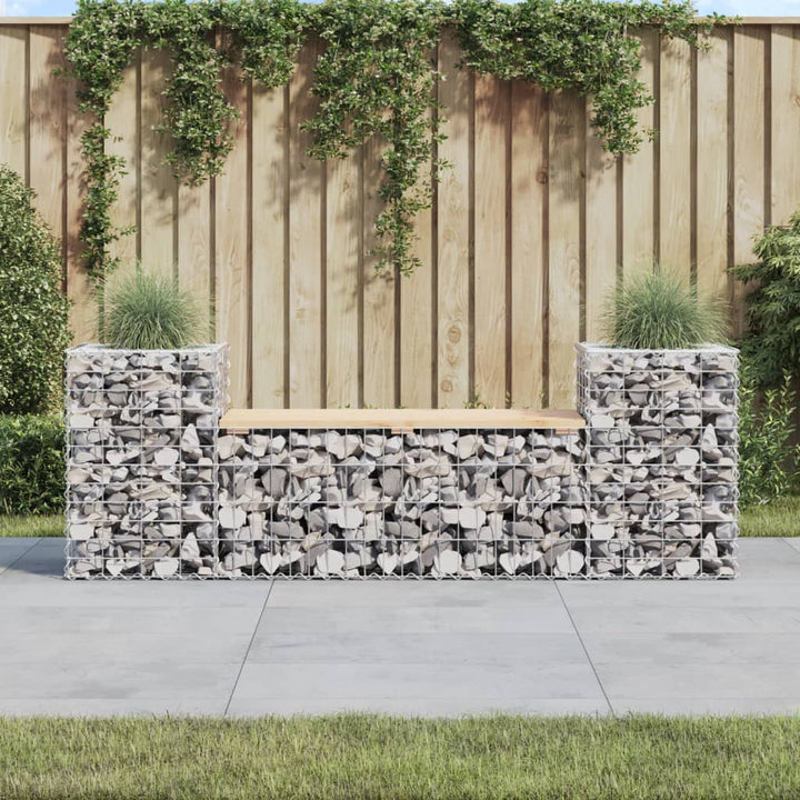havebænk med gabiondesign 183x41x60,5 cm massivt fyrretræ