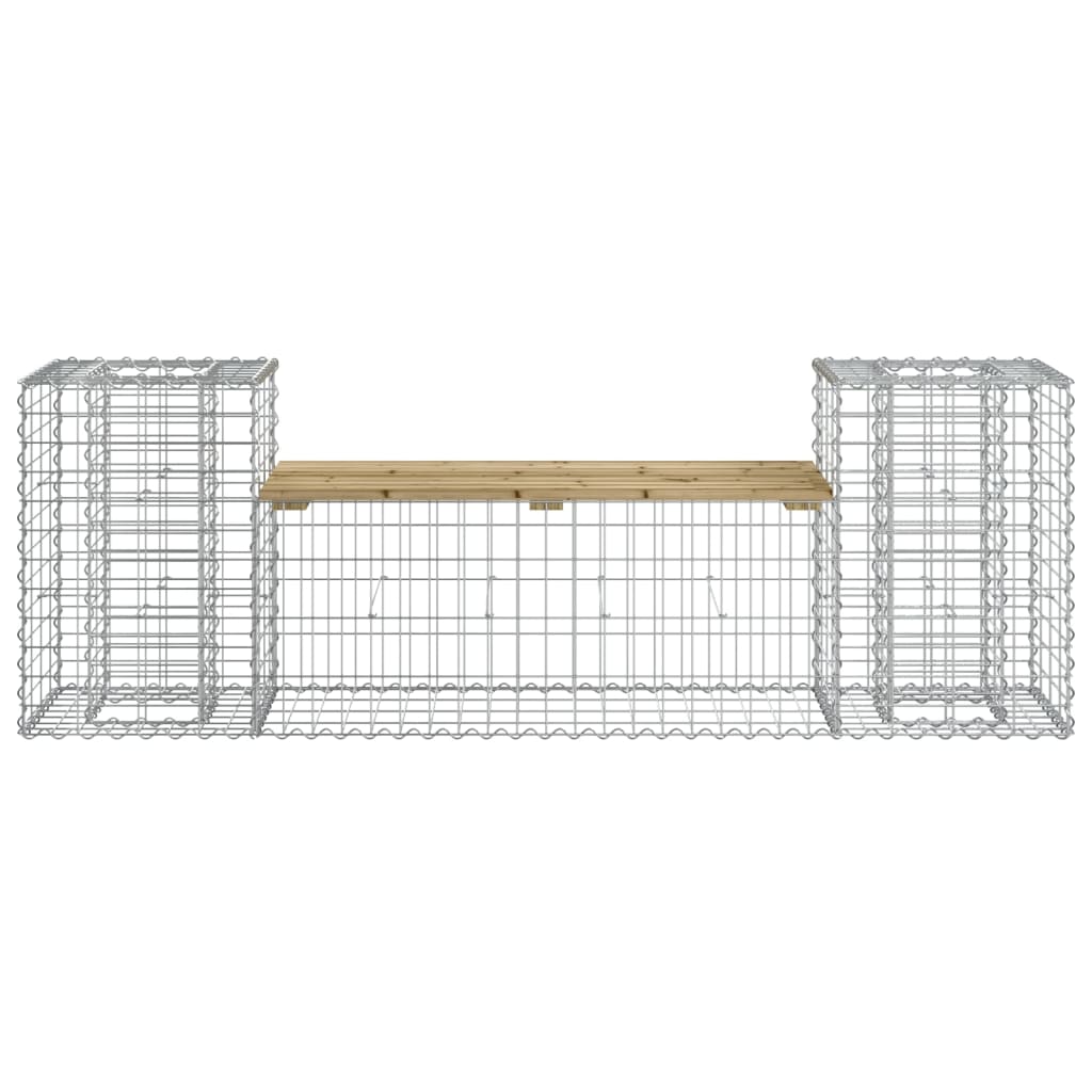 havebænk med gabiondesign 183x41x60,5 cm imprægneret fyrretræ