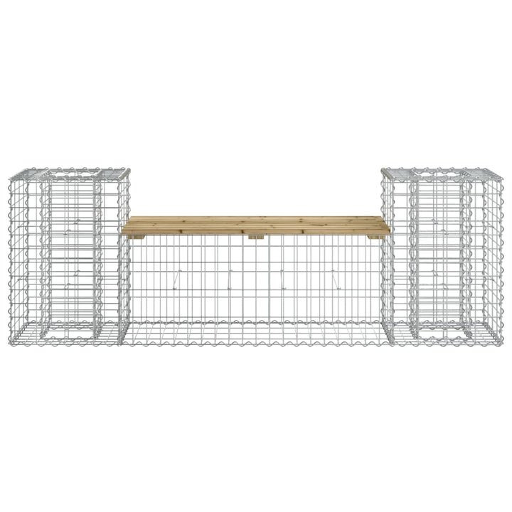 havebænk med gabiondesign 183x41x60,5 cm imprægneret fyrretræ