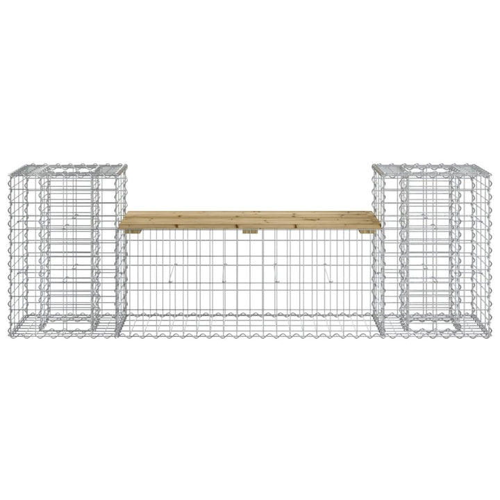 havebænk med gabiondesign 183x41x60,5 cm imprægneret fyrretræ