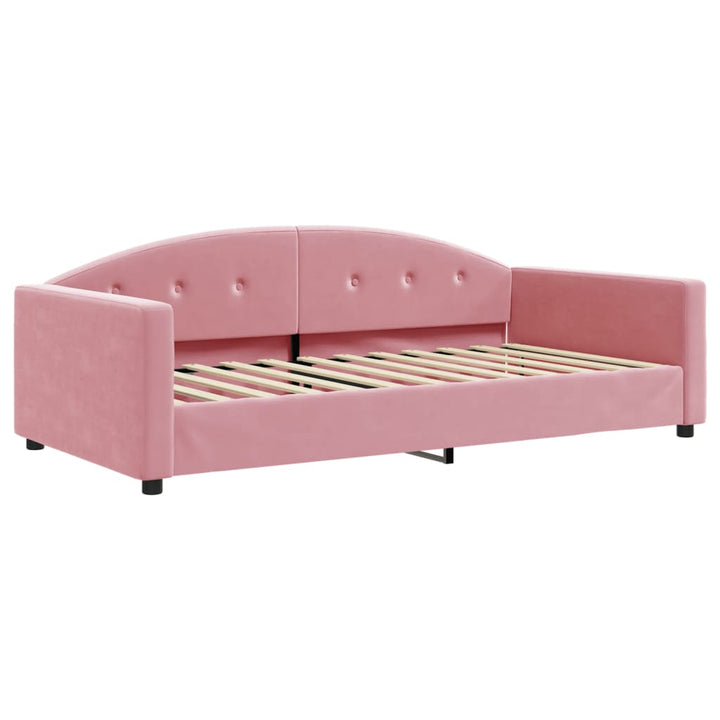 daybed med udtræk og madras 100x200 cm velour lyserød