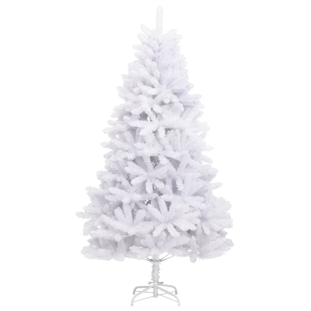 kunstigt juletræ med juletræsfod 210 cm hængslet hvid