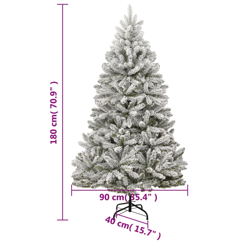 kunstigt juletræ med sne 180 cm hængslet