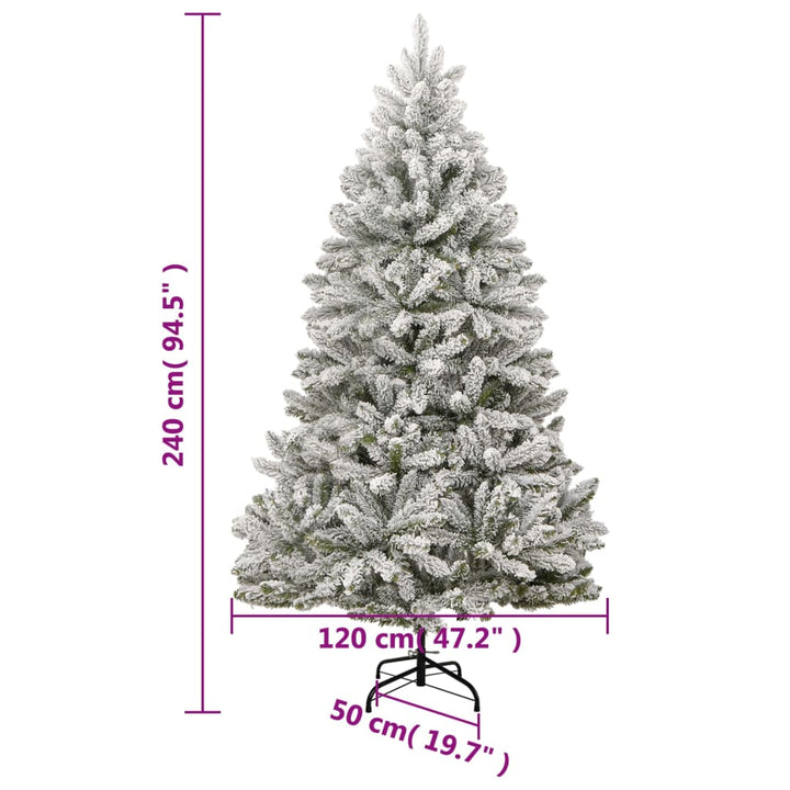 kunstigt juletræ med sne 240 cm hængslet