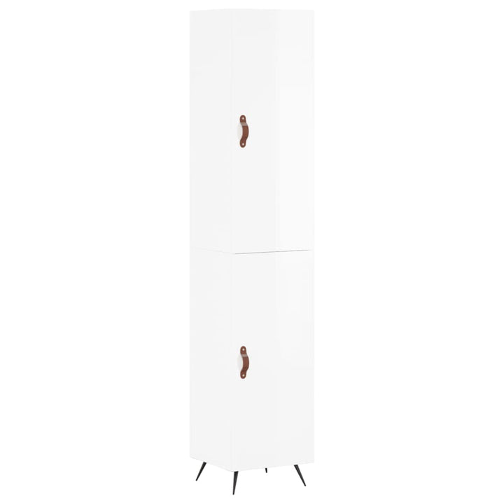skab 34,5x34x180 cm konstrueret træ hvid højglans