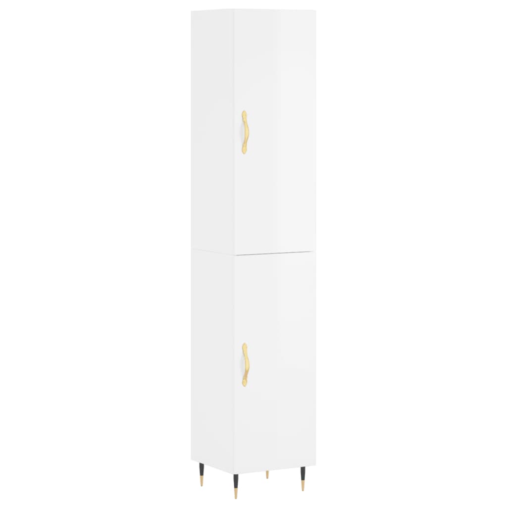 skab 34,5x34x180 cm konstrueret træ hvid højglans