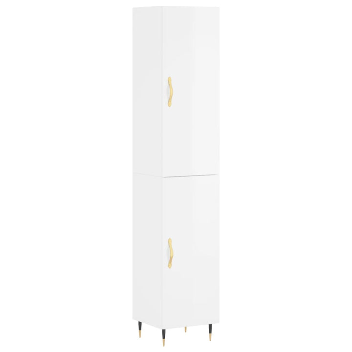 skab 34,5x34x180 cm konstrueret træ hvid højglans