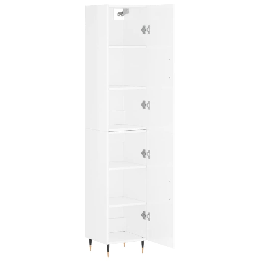 skab 34,5x34x180 cm konstrueret træ hvid højglans
