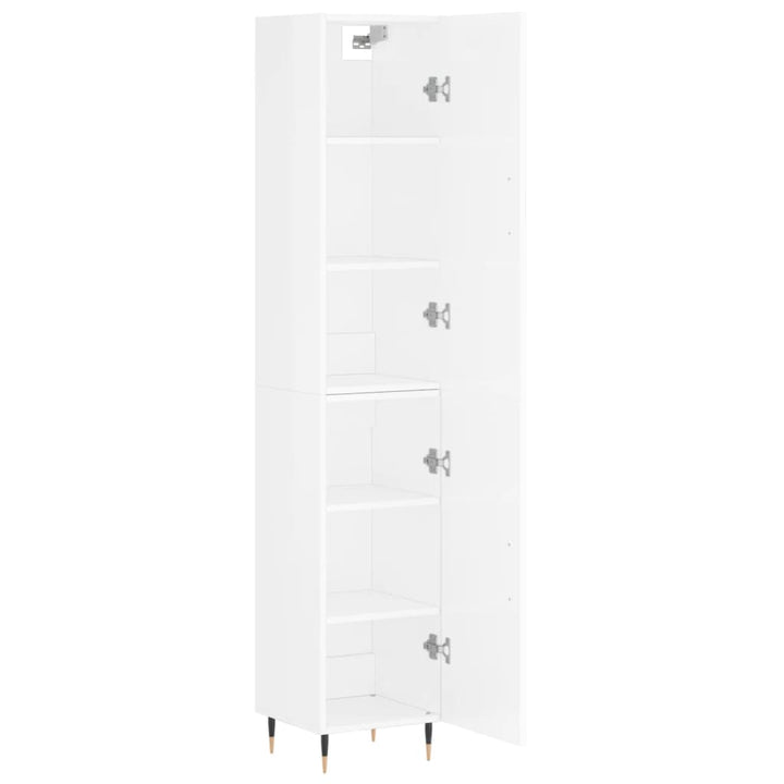skab 34,5x34x180 cm konstrueret træ hvid højglans
