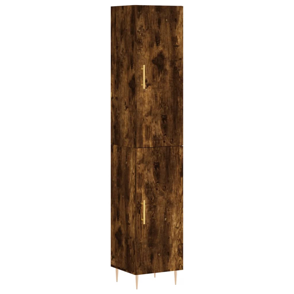 skab 34,5x34x180 cm konstrueret træ røget egetræ