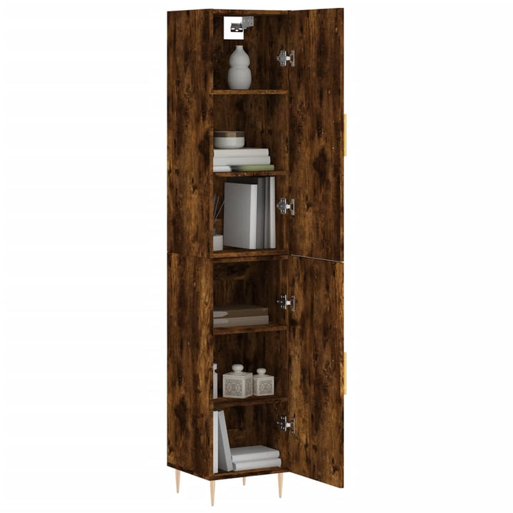skab 34,5x34x180 cm konstrueret træ røget egetræ