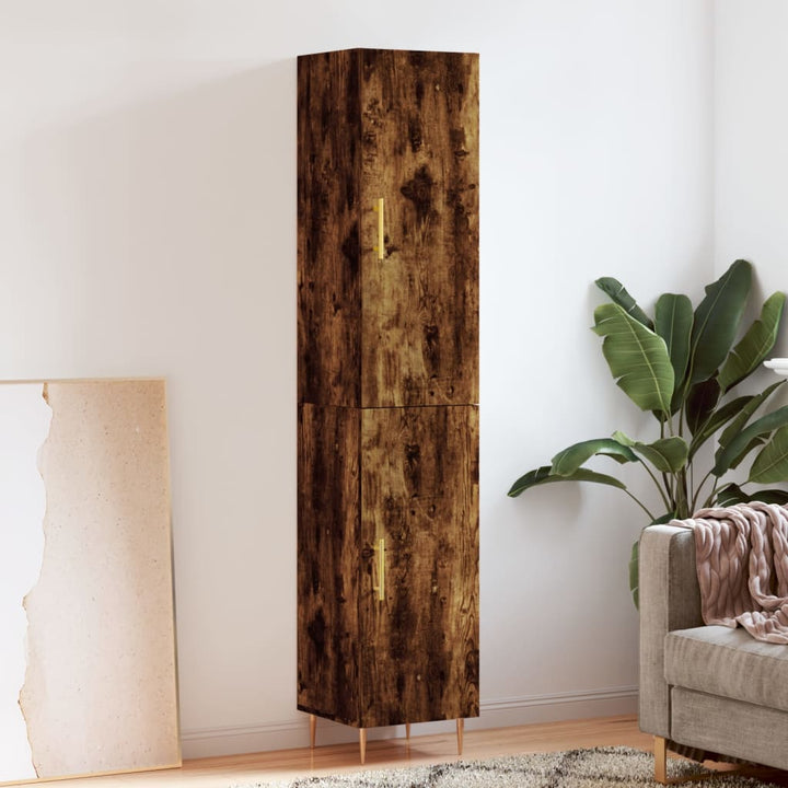 skab 34,5x34x180 cm konstrueret træ røget egetræ