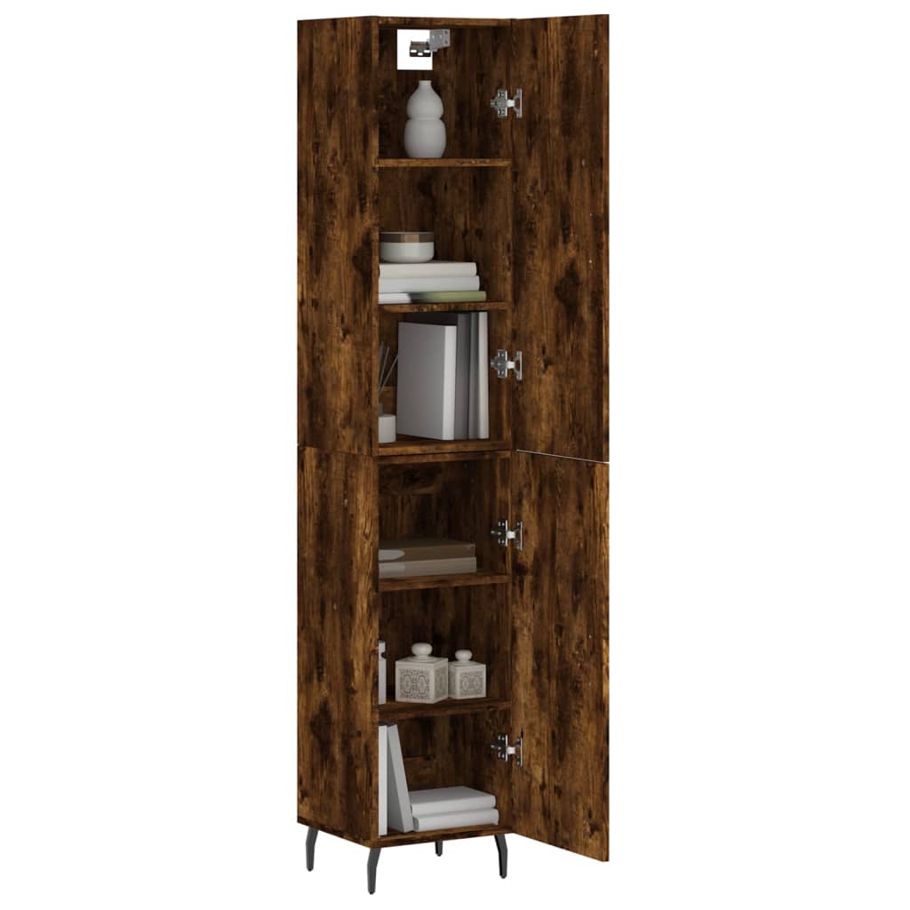 skab 34,5x34x180 cm konstrueret træ røget egetræ