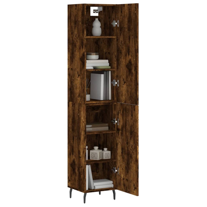 skab 34,5x34x180 cm konstrueret træ røget egetræ