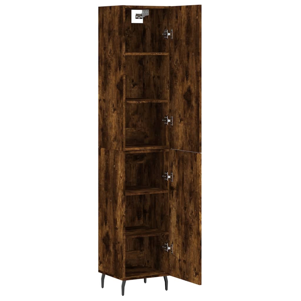 skab 34,5x34x180 cm konstrueret træ røget egetræ