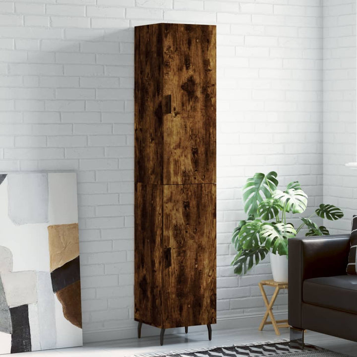 skab 34,5x34x180 cm konstrueret træ røget egetræ