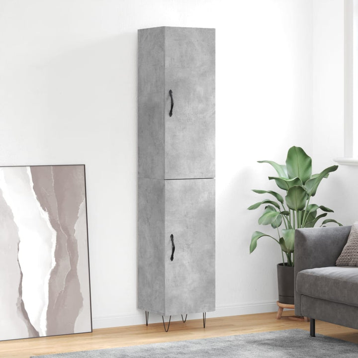 skab 34,5x34x180 cm konstrueret træ betongrå