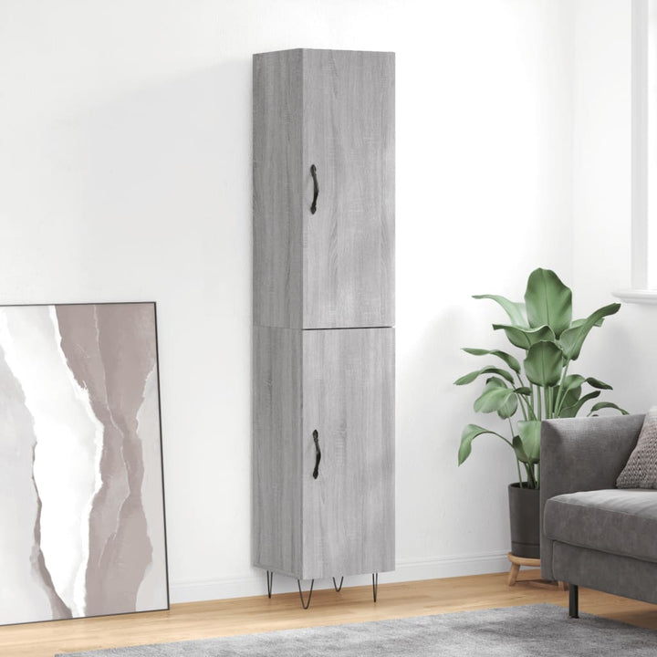højskab 34,5x34x180 cm konstrueret træ grå sonoma-eg