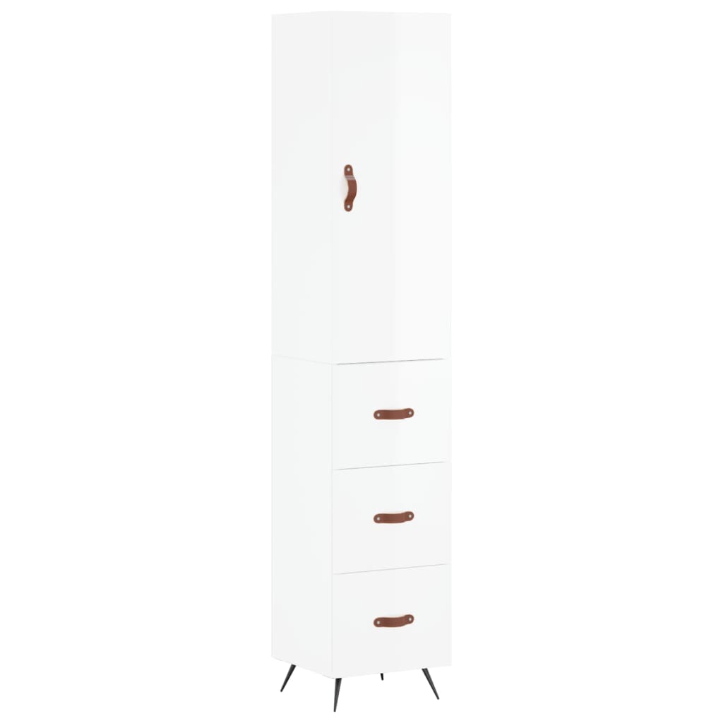 skab 34,5x34x180 cm konstrueret træ hvid højglans
