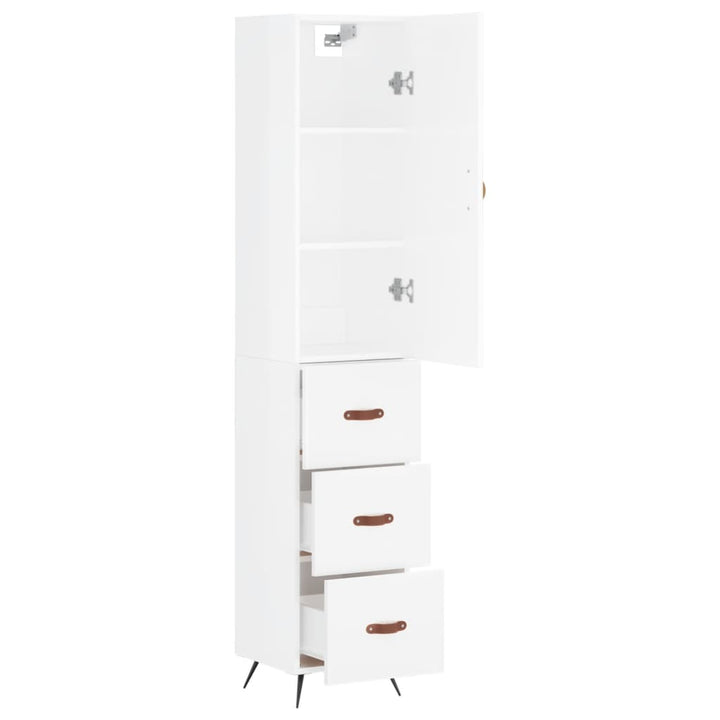skab 34,5x34x180 cm konstrueret træ hvid højglans