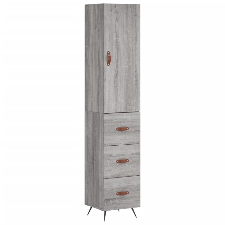 højskab 34,5x34x180 cm konstrueret træ grå sonoma-eg