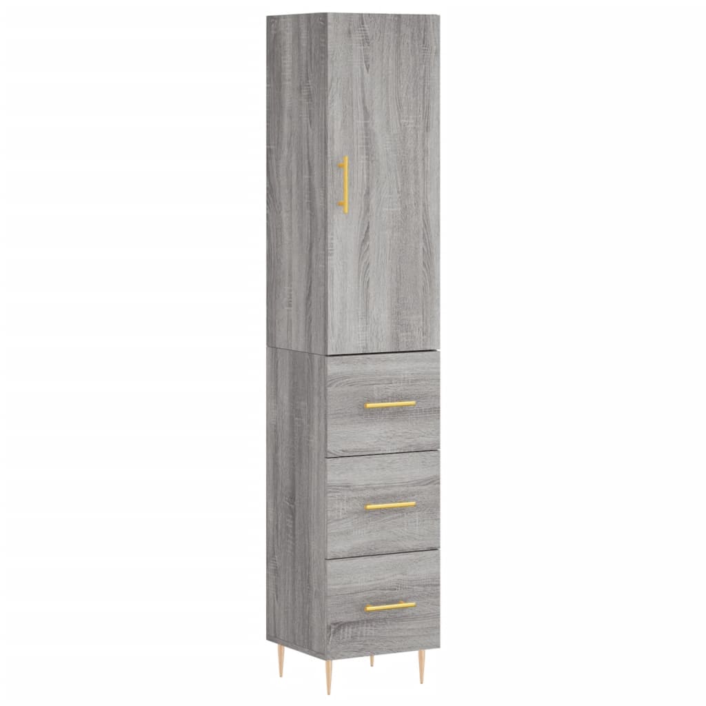 højskab 34,5x34x180 cm konstrueret træ grå sonoma-eg