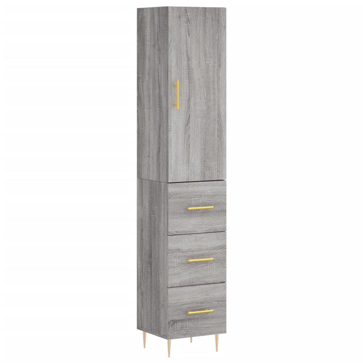 højskab 34,5x34x180 cm konstrueret træ grå sonoma-eg