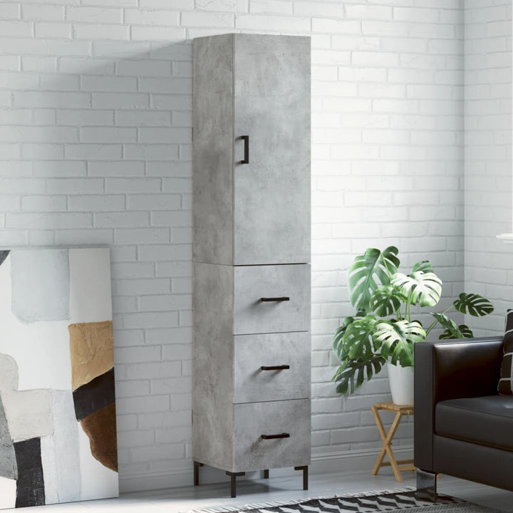 skab 34,5x34x180 cm konstrueret træ betongrå