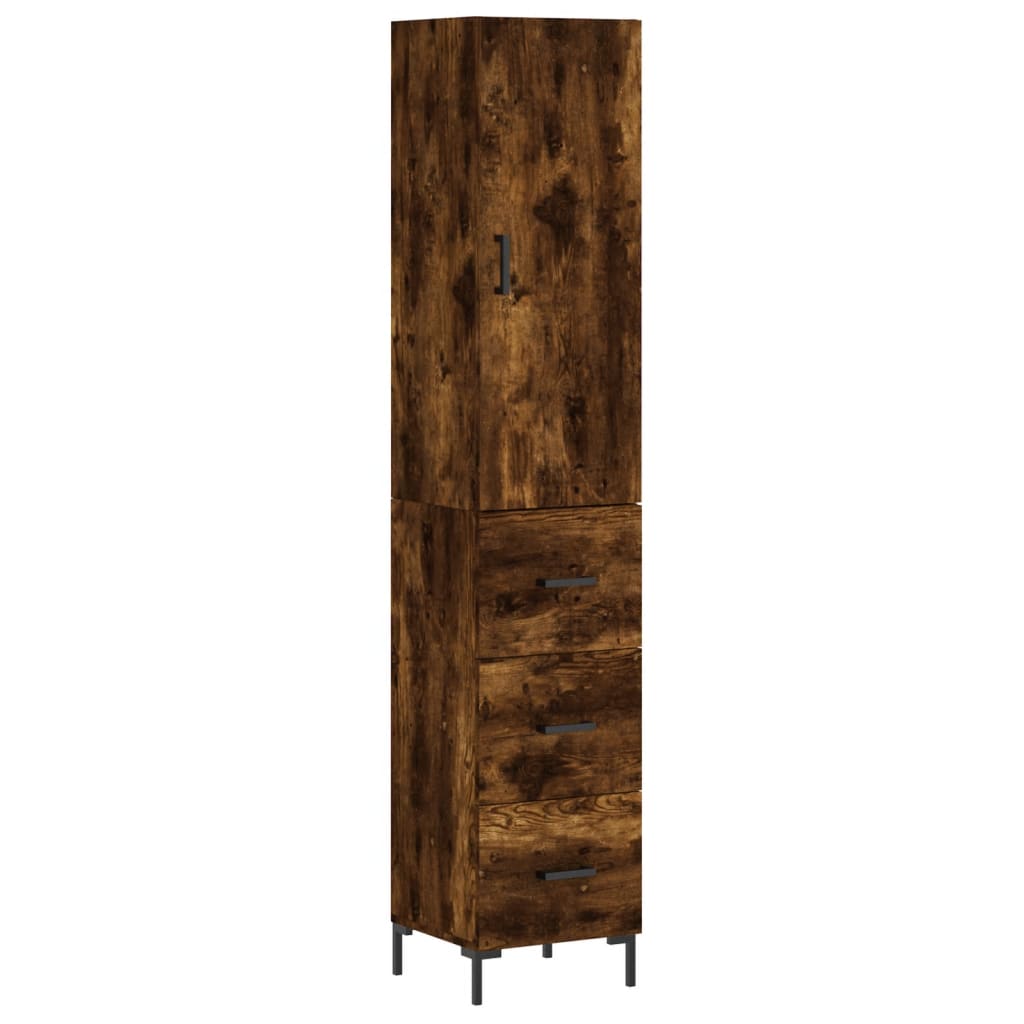 skab 34,5x34x180 cm konstrueret træ røget egetræ