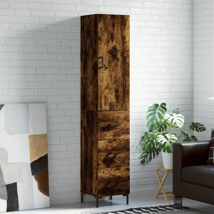 skab 34,5x34x180 cm konstrueret træ røget egetræ
