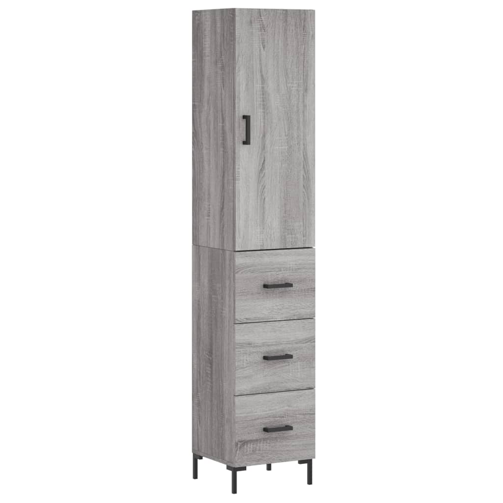 højskab 34,5x34x180 cm konstrueret træ grå sonoma-eg