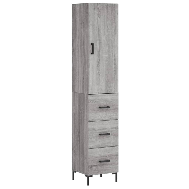 højskab 34,5x34x180 cm konstrueret træ grå sonoma-eg