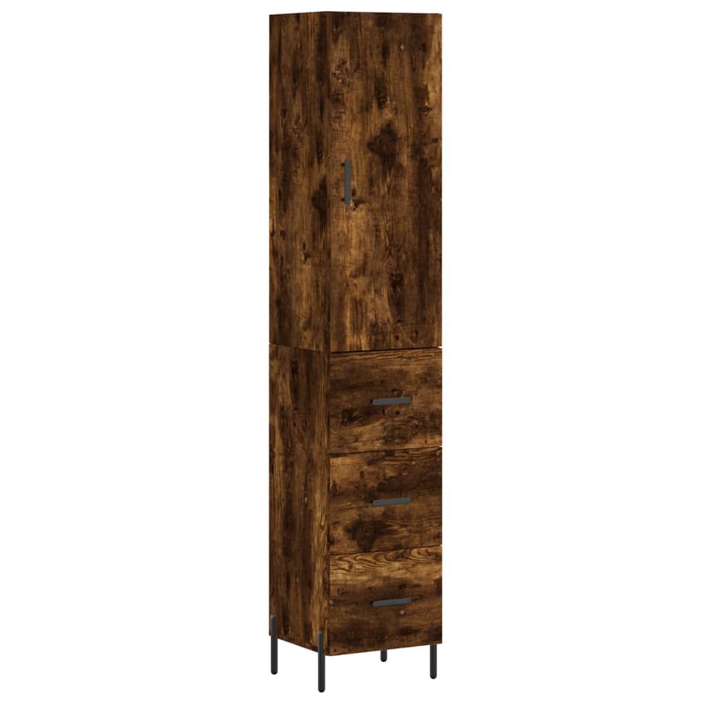 skab 34,5x34x180 cm konstrueret træ røget egetræ