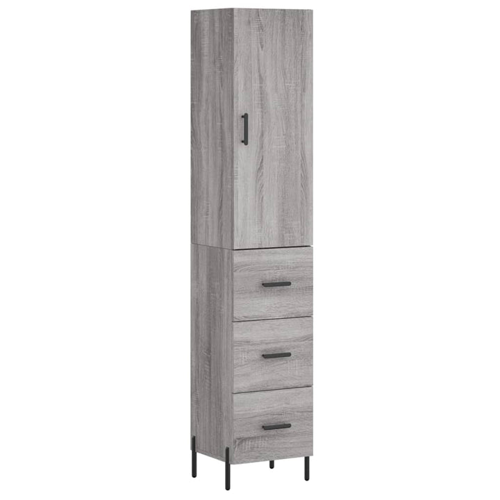 højskab 34,5x34x180 cm konstrueret træ grå sonoma-eg