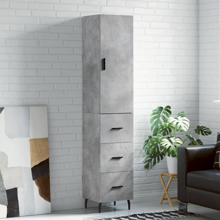 skab 34,5x34x180 cm konstrueret træ betongrå