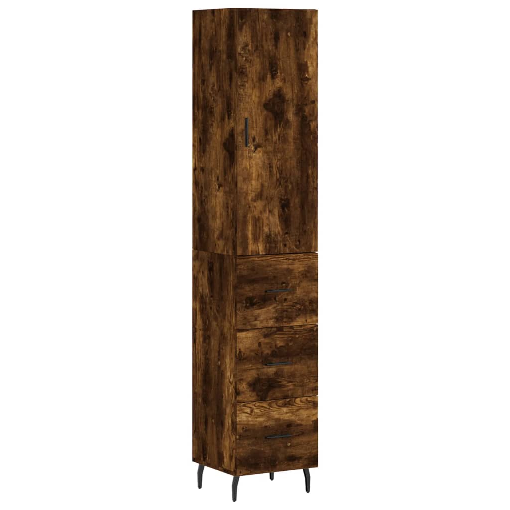 skab 34,5x34x180 cm konstrueret træ røget egetræ